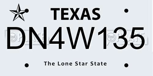 DN4W135 Texas License Plate