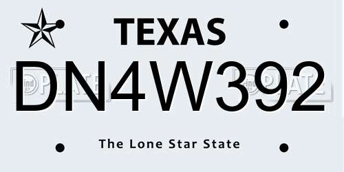 DN4W392 Texas License Plate