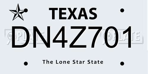 DN4Z701 Texas License Plate