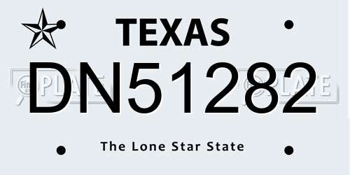 DN51282 Texas License Plate