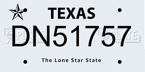 DN51757 Texas License Plate