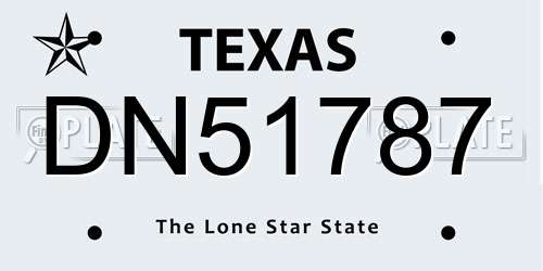 DN51787 Texas License Plate