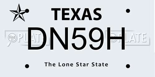 DN59H Texas License Plate