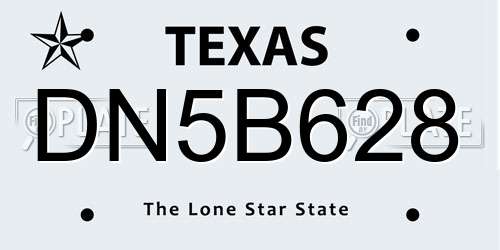 DN5B628 Texas License Plate