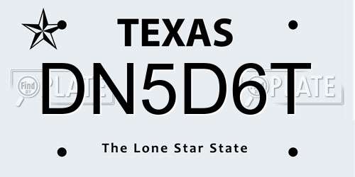 DN5D6T Texas License Plate