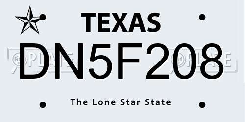 DN5F208 Texas License Plate