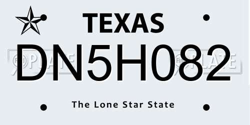 DN5H082 Texas License Plate