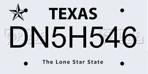 DN5H546 Texas License Plate