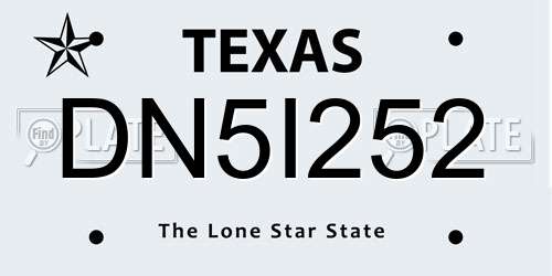 DN5I252 Texas License Plate