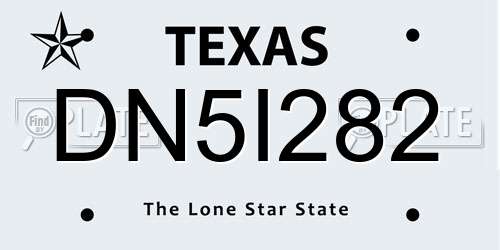 DN5I282 Texas License Plate