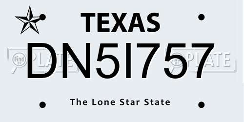 DN5I757 Texas License Plate