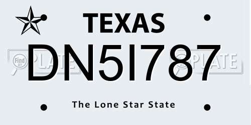 DN5I787 Texas License Plate