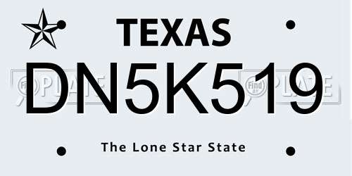 DN5K519 Texas License Plate