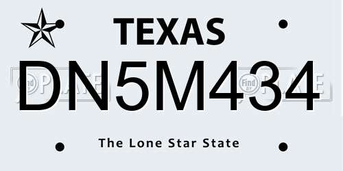 DN5M434 Texas License Plate