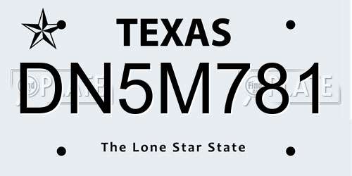 DN5M781 Texas License Plate