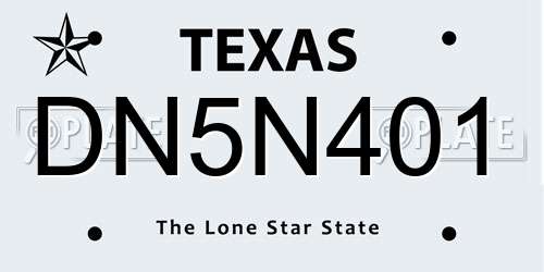 DN5N401 Texas License Plate