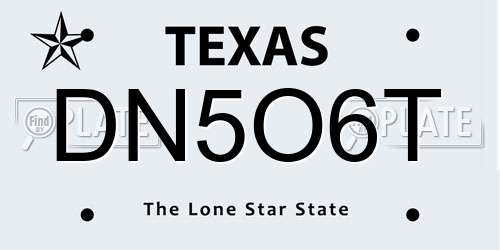 DN5O6T Texas License Plate