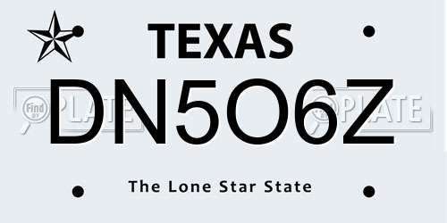 DN5O6Z Texas License Plate