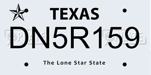 DN5R159 Texas License Plate