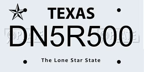 DN5R500 Texas License Plate