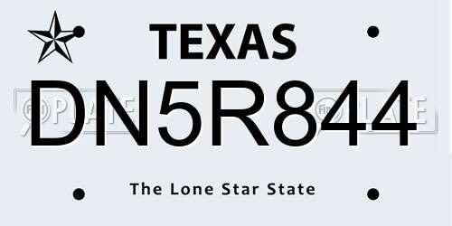 DN5R844 Texas License Plate