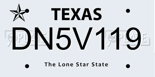 DN5V119 Texas License Plate