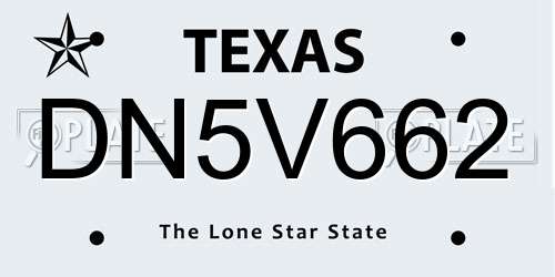 DN5V662 Texas License Plate