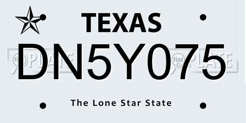 DN5Y075 Texas License Plate