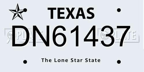 DN61437 Texas License Plate