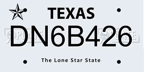 DN6B426 Texas License Plate