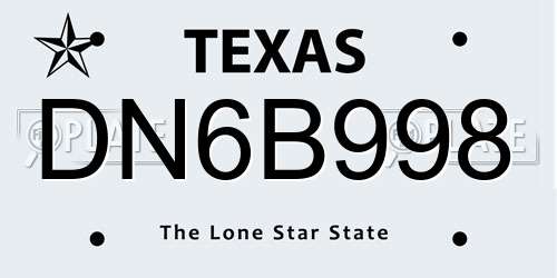 DN6B998 Texas License Plate