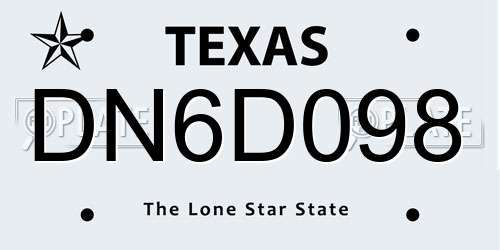 DN6D098 Texas License Plate