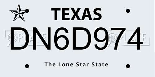 DN6D974 Texas License Plate