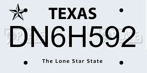 DN6H592 Texas License Plate