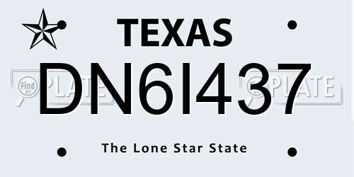 DN6I437 Texas License Plate