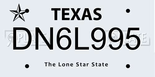 DN6L995 Texas License Plate