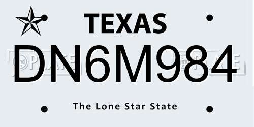 DN6M984 Texas License Plate