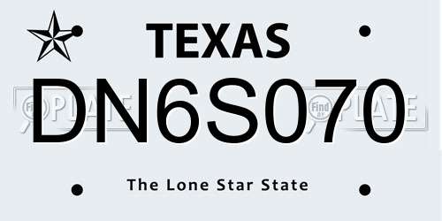 DN6S070 Texas License Plate