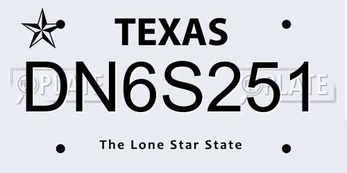 DN6S251 Texas License Plate