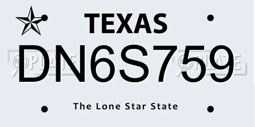 DN6S759 Texas License Plate
