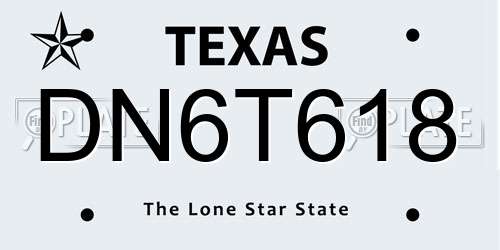 DN6T618 Texas License Plate