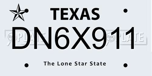 DN6X911 Texas License Plate