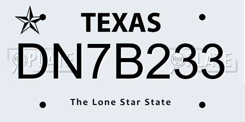 DN7B233 Texas License Plate
