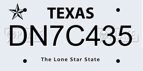 DN7C435 Texas License Plate