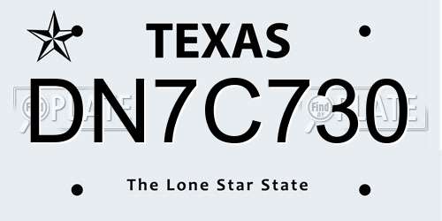 DN7C730 Texas License Plate