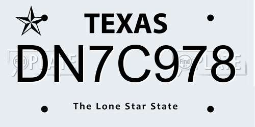 DN7C978 Texas License Plate