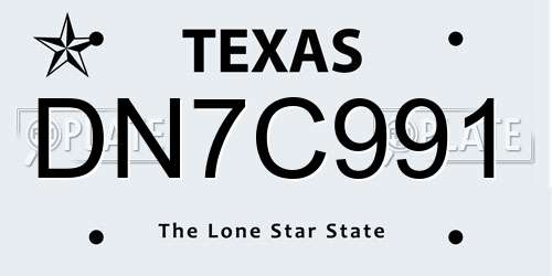 DN7C991 Texas License Plate