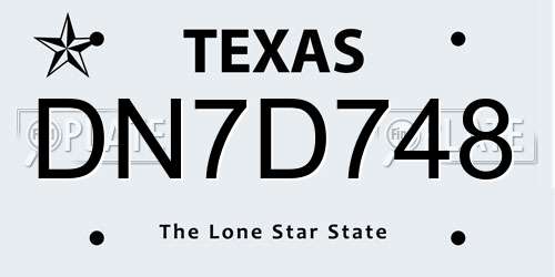 DN7D748 Texas License Plate