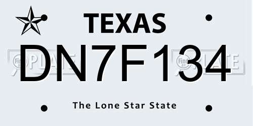DN7F134 Texas License Plate