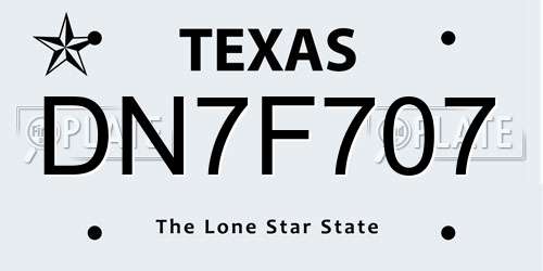 DN7F707 Texas License Plate